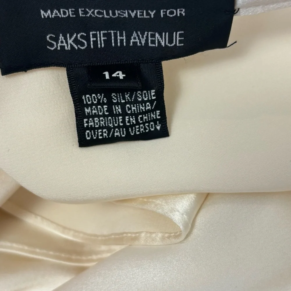 Cream Silk Ruffle Ellen Tracy Blouse - Picture 8 of 11